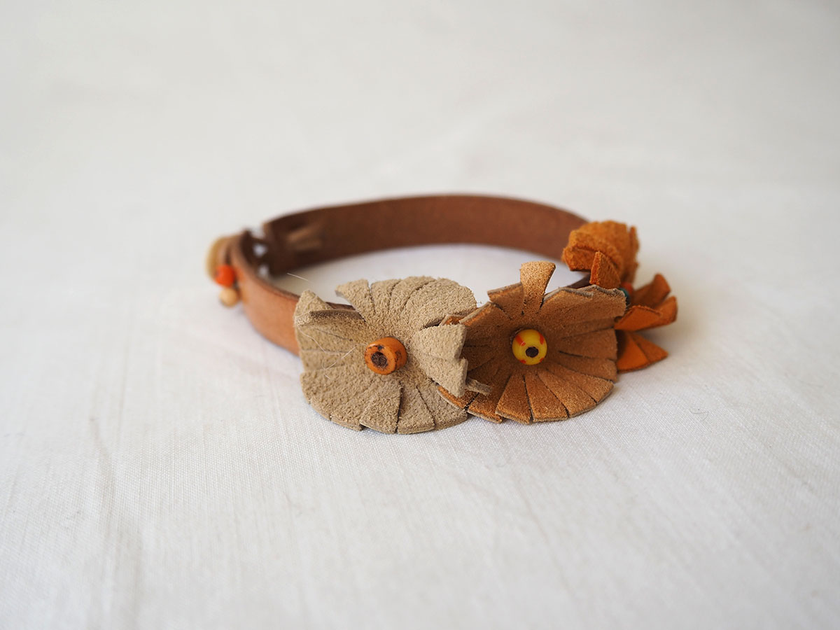 Henry Cuir / アンリークイール, Vintage Leather Flower Bracelet