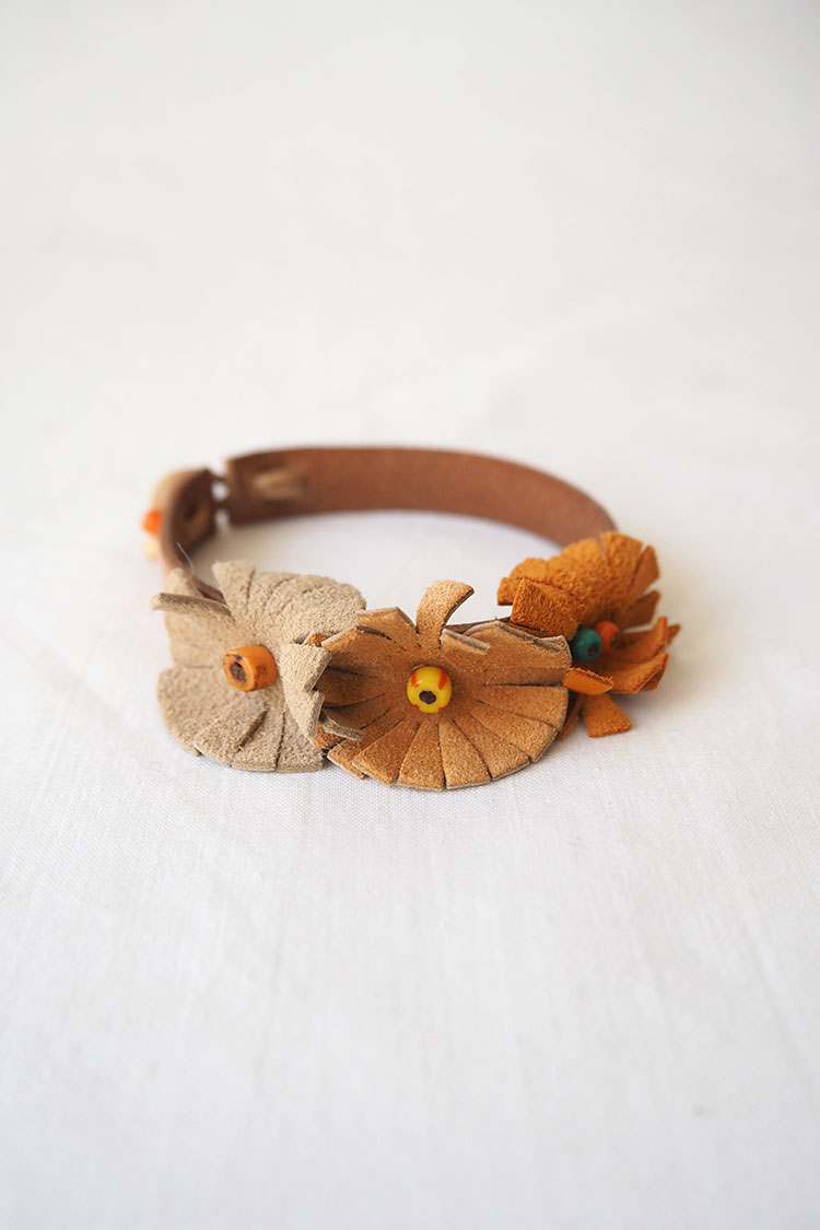 Henry Cuir / アンリークイール, Vintage Leather Flower Bracelet