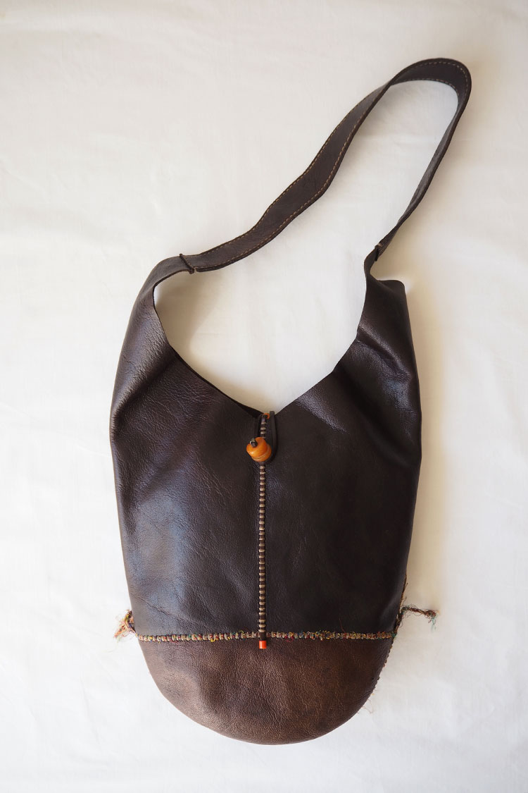 Henry Cuir / アンリークイール, Deadstock Leather Shoulder Bag - Dark Brown