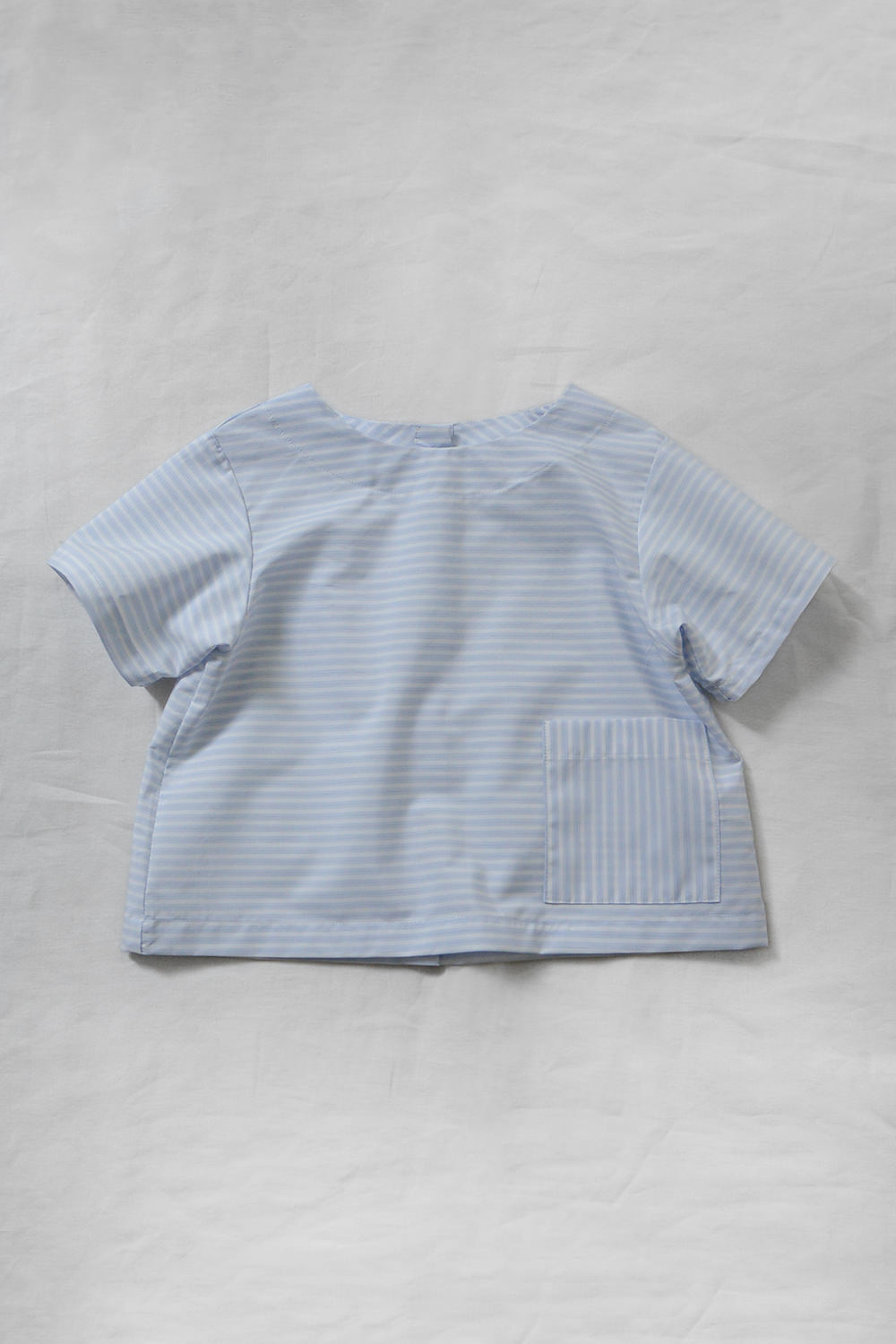 MAKIE / マキエ、Baby Shirt Smith - Blue Stripe Top画像
