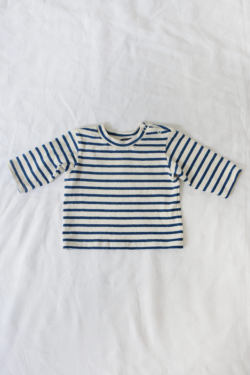 Shoulder Snap Baby Pullover Blake - Navy Stripe Top画像