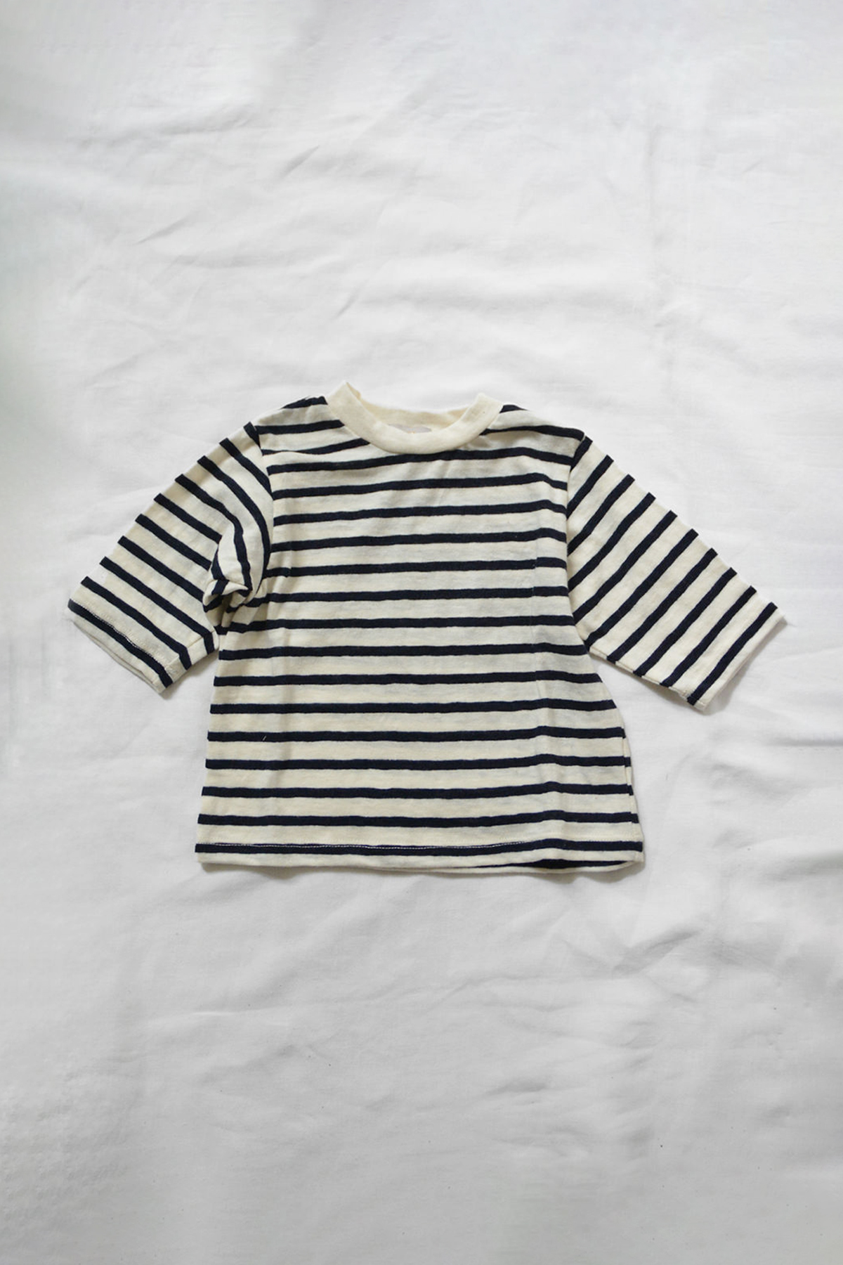 MAKIÉ ベビー ボーダープルオーバー コットン長袖Tシャツ Blue Stripe / Dark Navy Stripe
