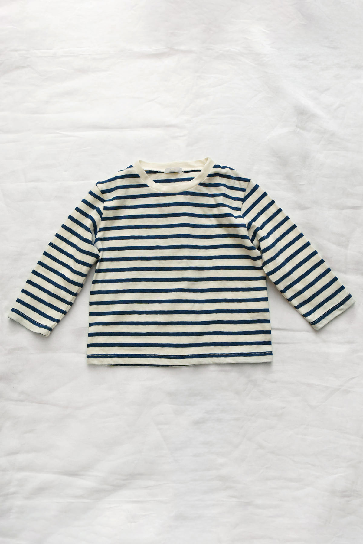 MAKIÉ キッズ ボーダーコットンカットソー Blue Stripe / Dark Navy Stripe