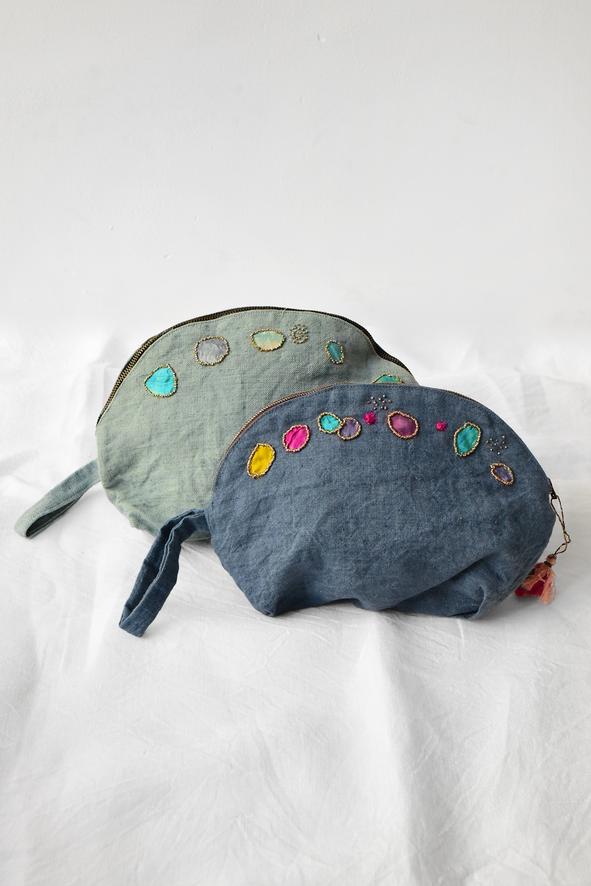 Antonia Rossi, Embroidered Linen Pouch with Micro Beads - Group P-4, 5
