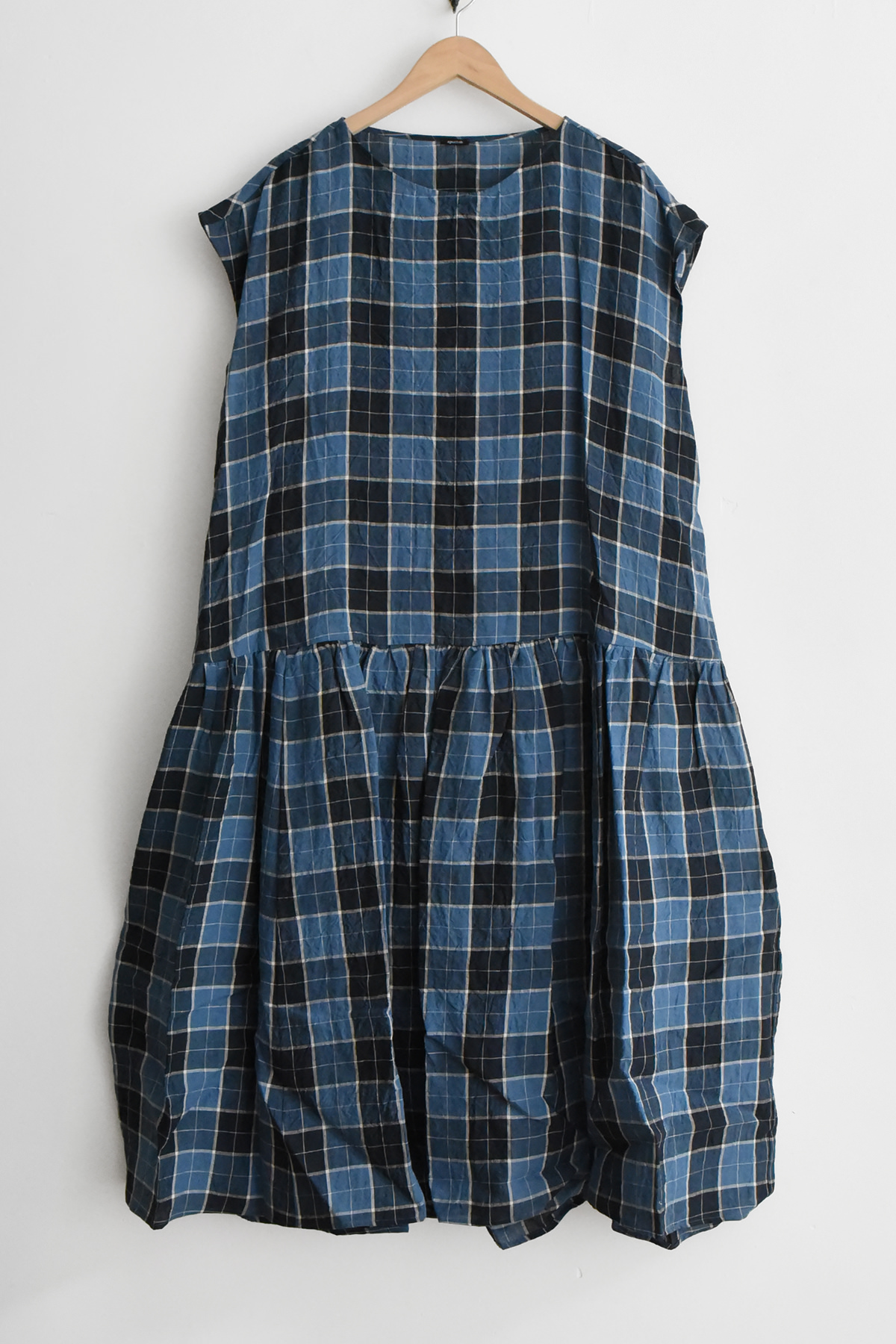 apuntob (a.b)/ アプントビー, P2043 Linen Dress - Sugar Blue Check