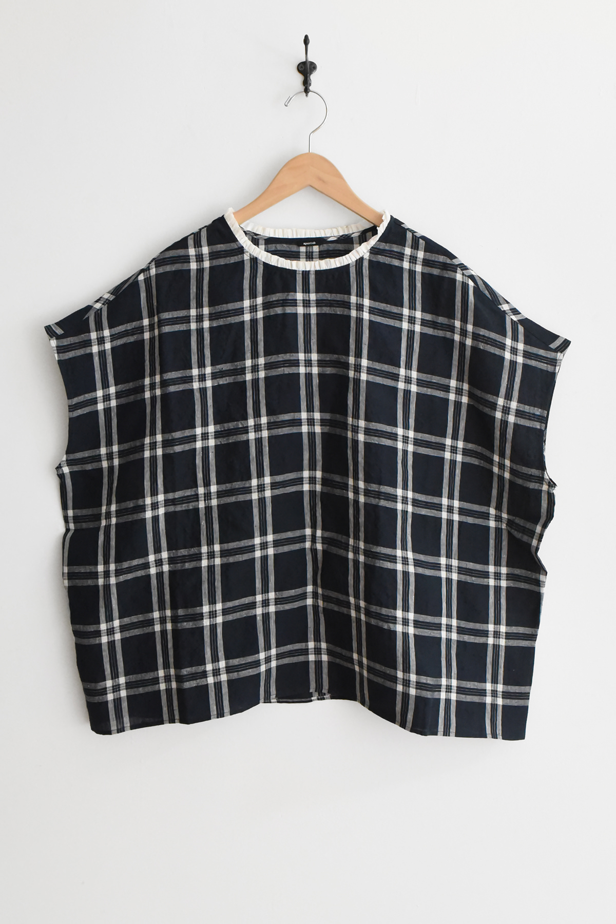 apuntob (a.b)/ アプントビー, P2057 Linen Shirt - Navy Check