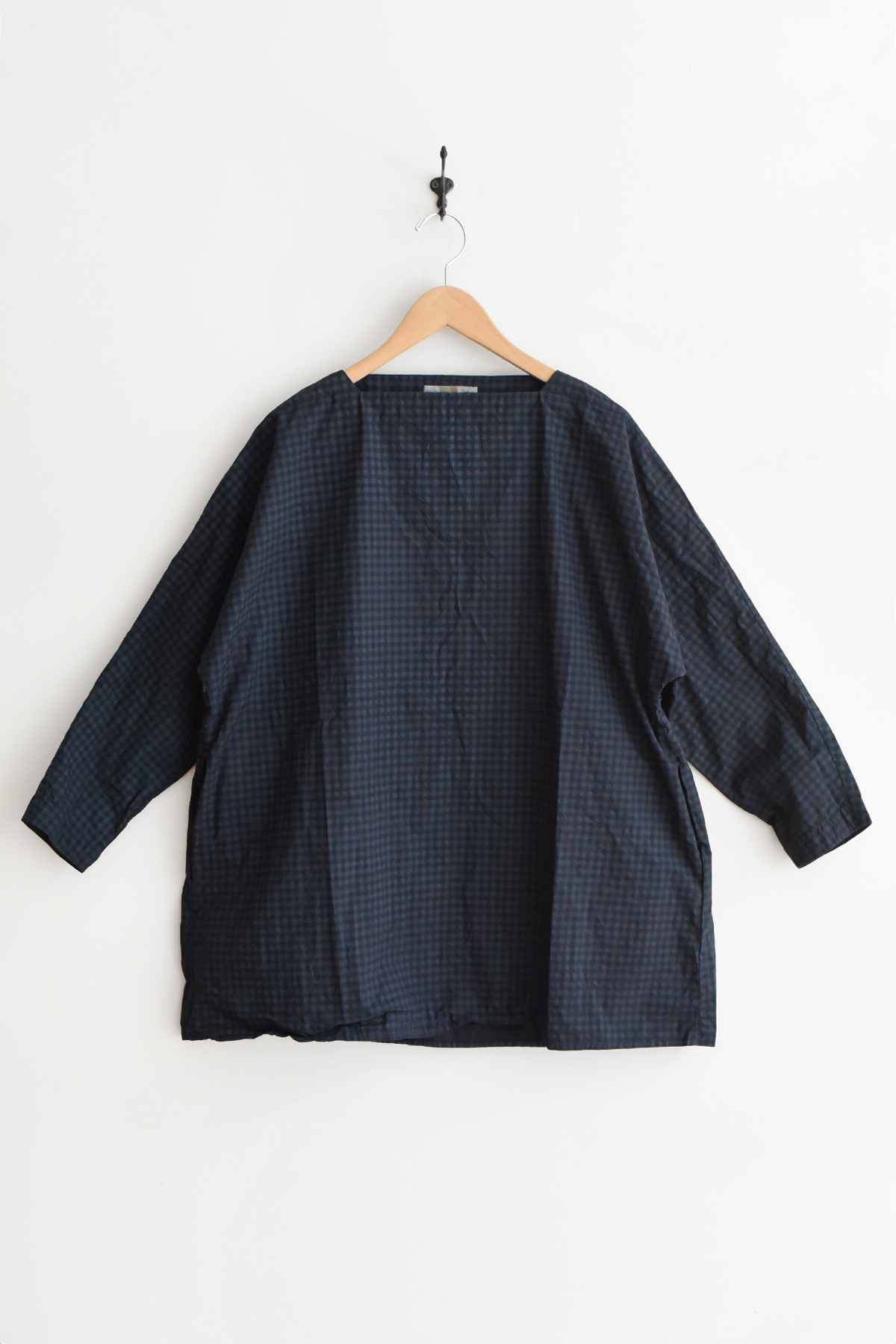 AODRESS / アオドレス, Boat Neck Tunic - Navy Check