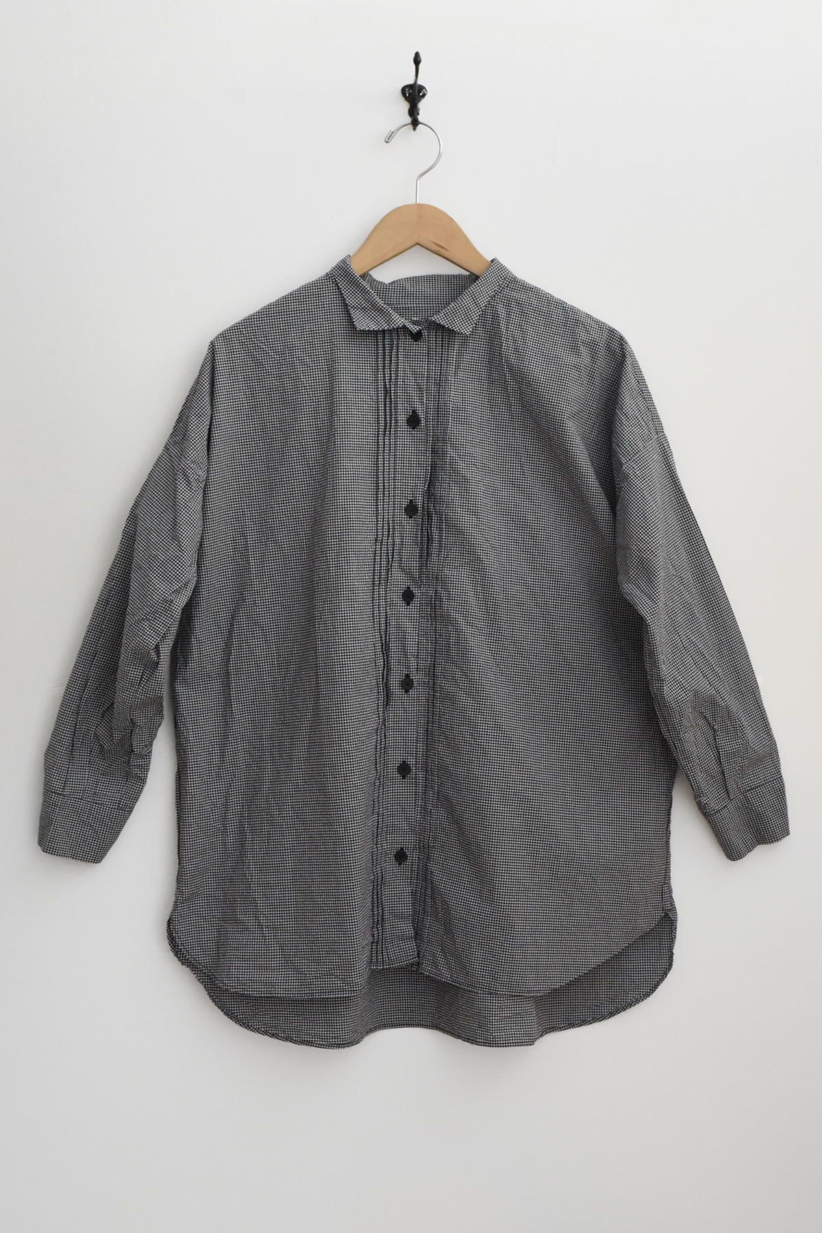 Bergfabel / バーグファベル, Long Shirt Claudia - Micro Check,100% Cotton. Made in Italy.