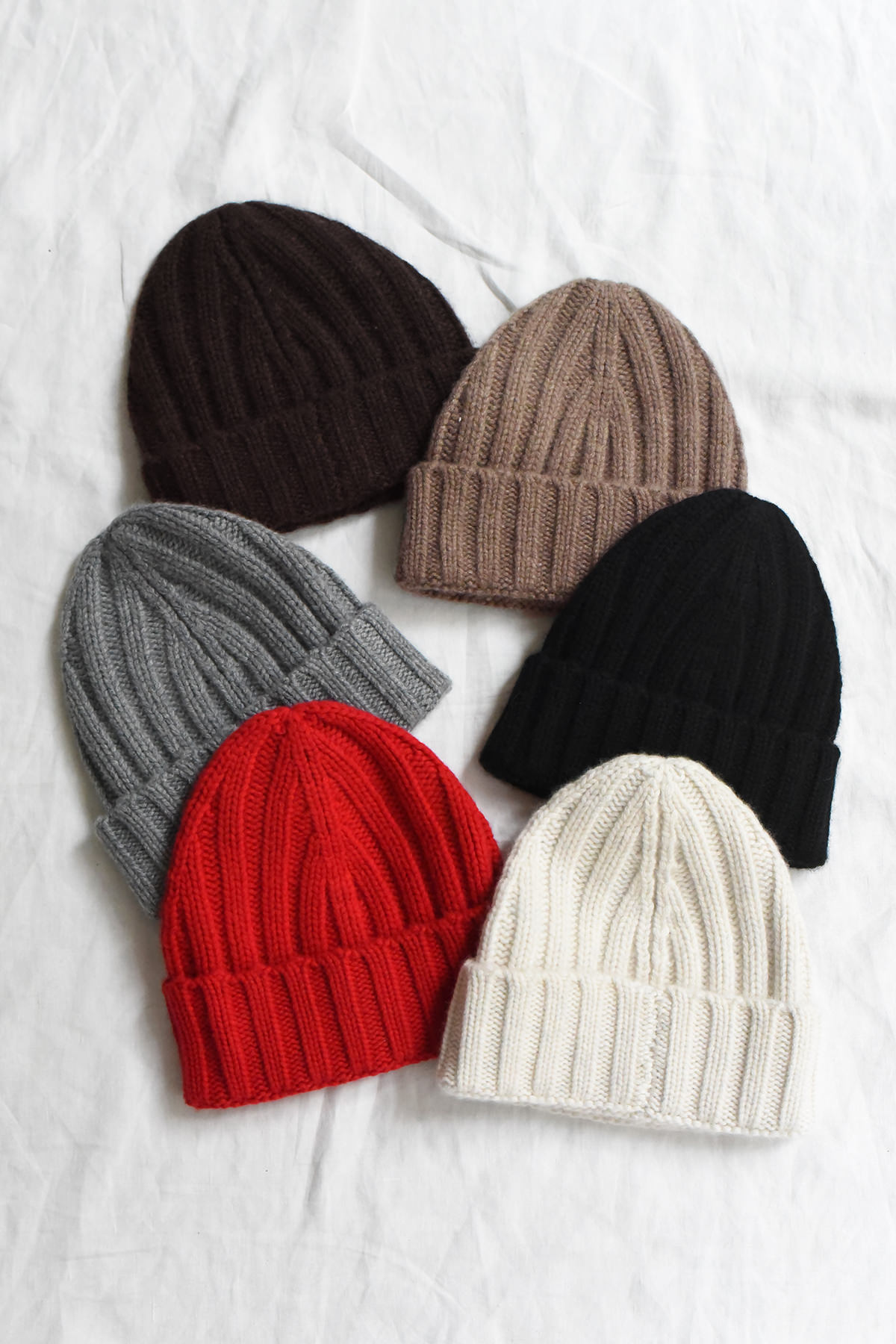 100% cashmere rib hat in six colors カシミア カシミアハット 帽子