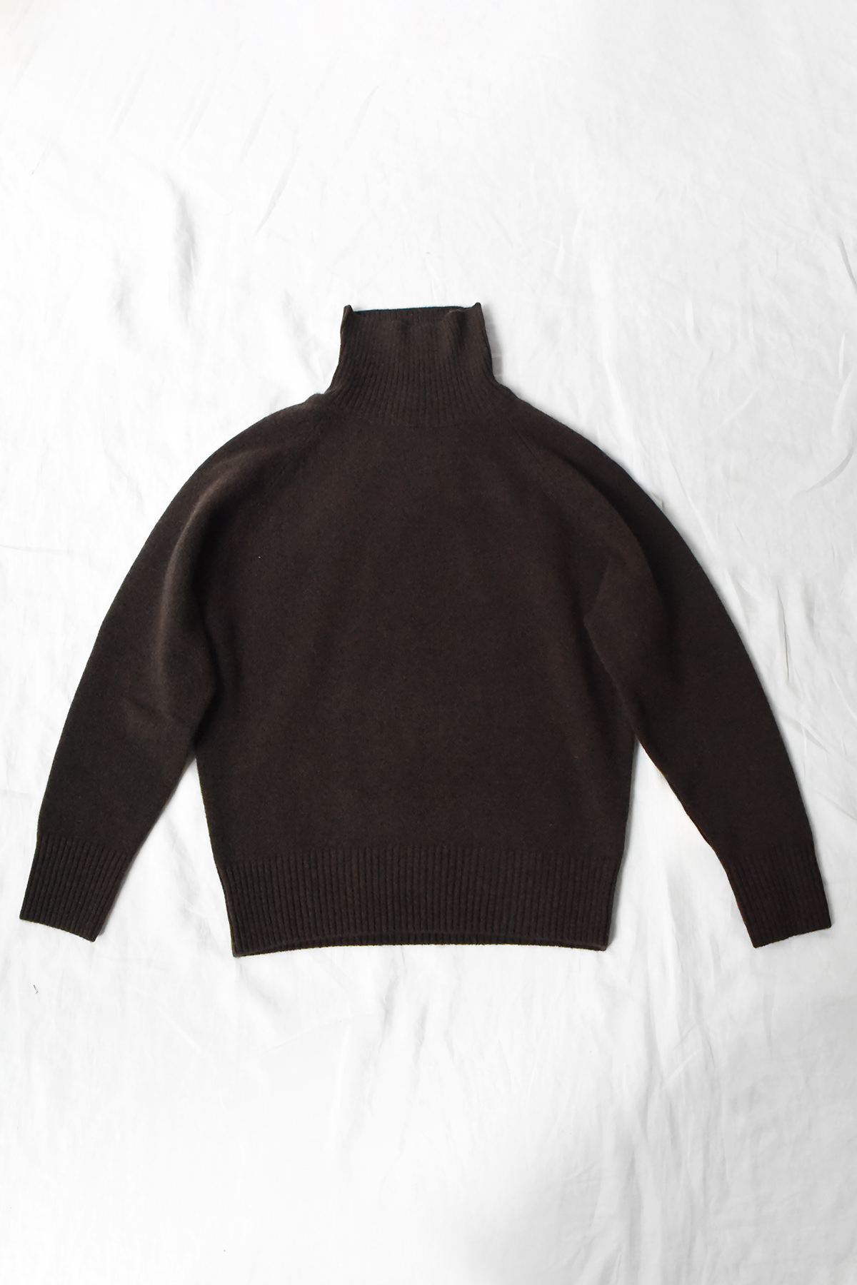 Yak wool and merino wool high neck sweater in Brown