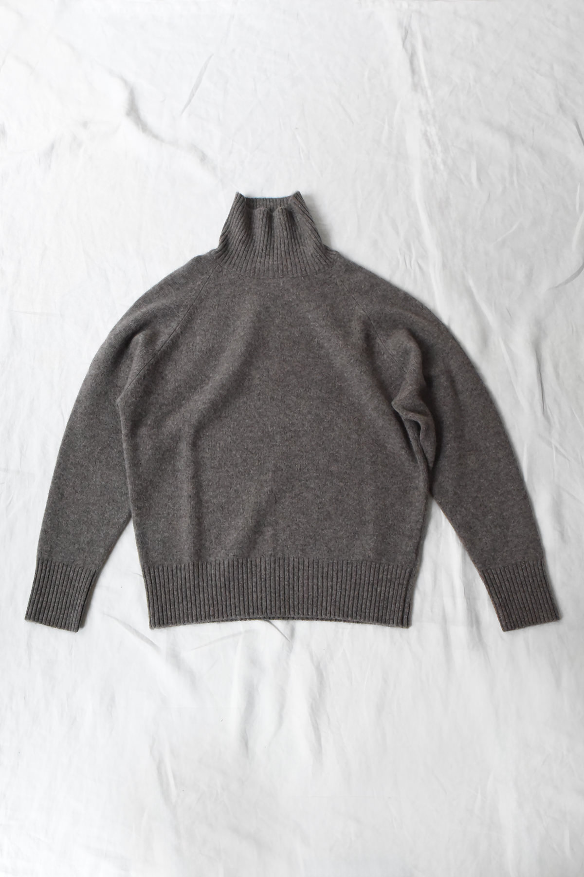Yak wool and merino wool high neck sweater in Stone