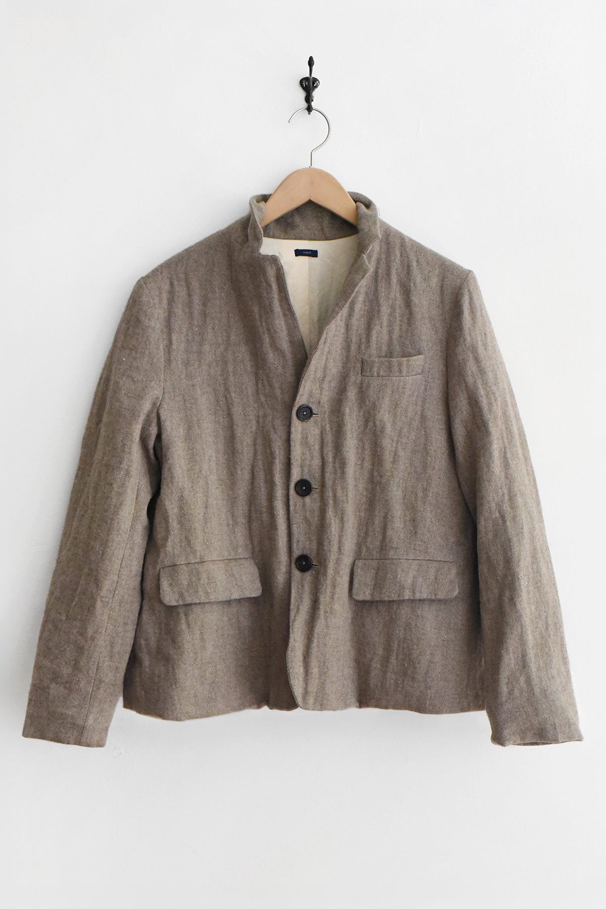 MAKIE Wool Jacket in Natural herringbone wool with cotton lining　マキエ ウールジャケット